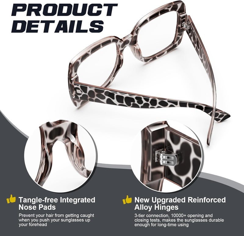 GQUEEN Oversized Fake Glasses Women Men Retro Thick Big Square Frame Clear Lens UV400 Protection Fashion Eyeglasses - Image 3